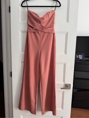 Forever 21 Strapless Wide-Leg Jumpsuit in Rose